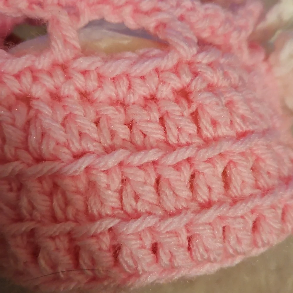 Hand Crafted Pink Crochet Baby Booties with Heart Design hand Knit Handmade 5